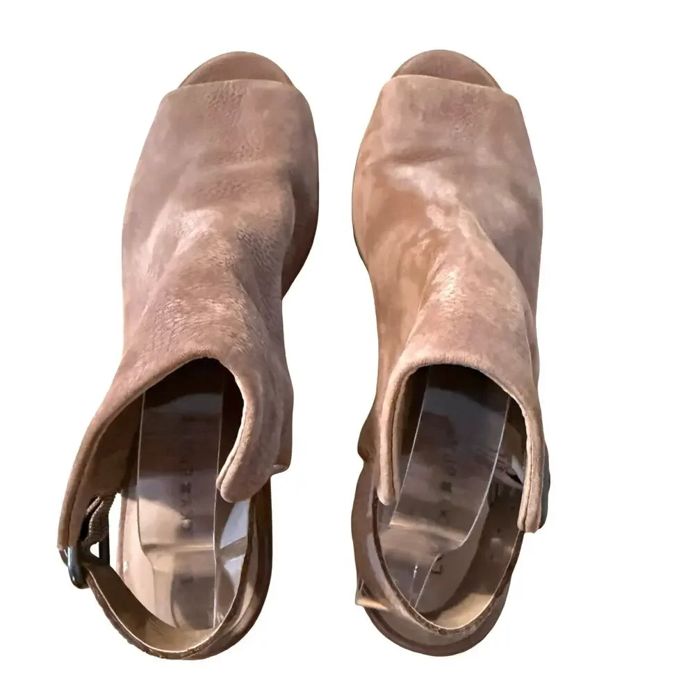 Lucky Brand Bray Slingback Open Toe Chunky Heel Shoes Booties Sandals sz 11